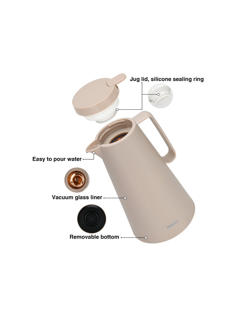 Fissman - Vacuum Insulated Flask, 1000ml, Plastic Body With Pink Glass Liner Thermos - Image 1