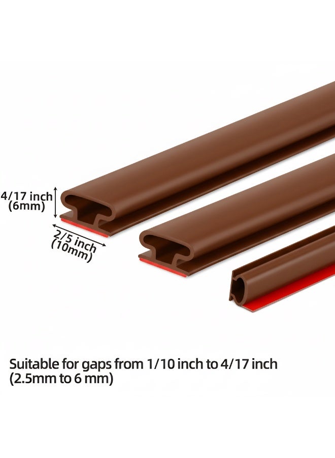 6M Adhesive Door Sweep Weather Stripping Soundproof Rubber Bottom Seal with Wider Strong for Interior Exterior Doors Guard Against Drafts Dust Noise Animals (6M Brown) - Image 3
