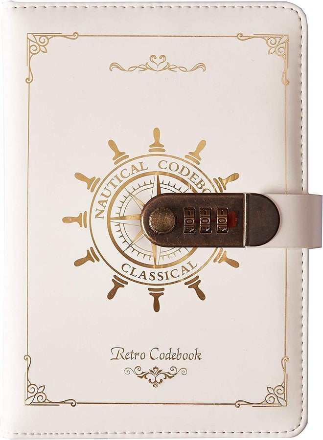 JRS TRADERS Portible Personal Retro Diary With Lock | Journal Notebook Diary | Digital Password Diary Combination Locking Writing Gift Diary With Pen Holder 3 Card Slots (Pack of 1) (WHITE) - Image 1