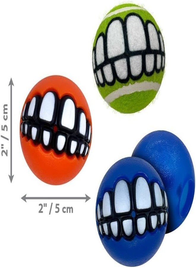 KONG Grinz by Rogz Variety Packs - Durable Bouncy Balls with Grinz Teeth (Small 3 Pack) - Image 2