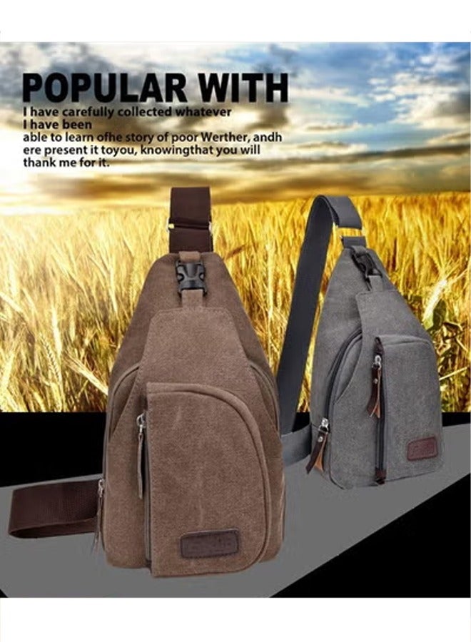 Multi-functional Outdoor Resistance Adjustable Shoulder Strap Canvas Sport Waist Messenger Bag, Sling Chest Pack Male Short Trip Travel Messenger - Image 1