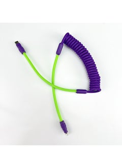 Generic The Color Matching Spring Data Cable Is Suitable For Apple For Iphone, For Huawei, For Xiaomi And Other Mobile Phones Fast Charging Car Keyboard-Color:Colorblock Spring Orange + Grass Green (orange Shell)-Model:USB-For Iphone 12W  - Image 5
