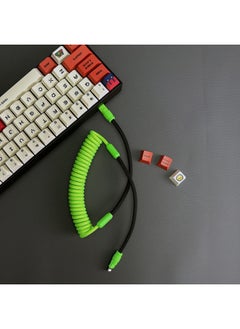 Generic The Color Matching Spring Data Cable Is Suitable For Apple For Iphone, For Huawei, For Xiaomi And Other Mobile Phones Fast Charging Car Keyboard-Color:Colorblock Spring Orange + Grass Green (orange Shell)-Model:USB-For Iphone 12W  - Image 4