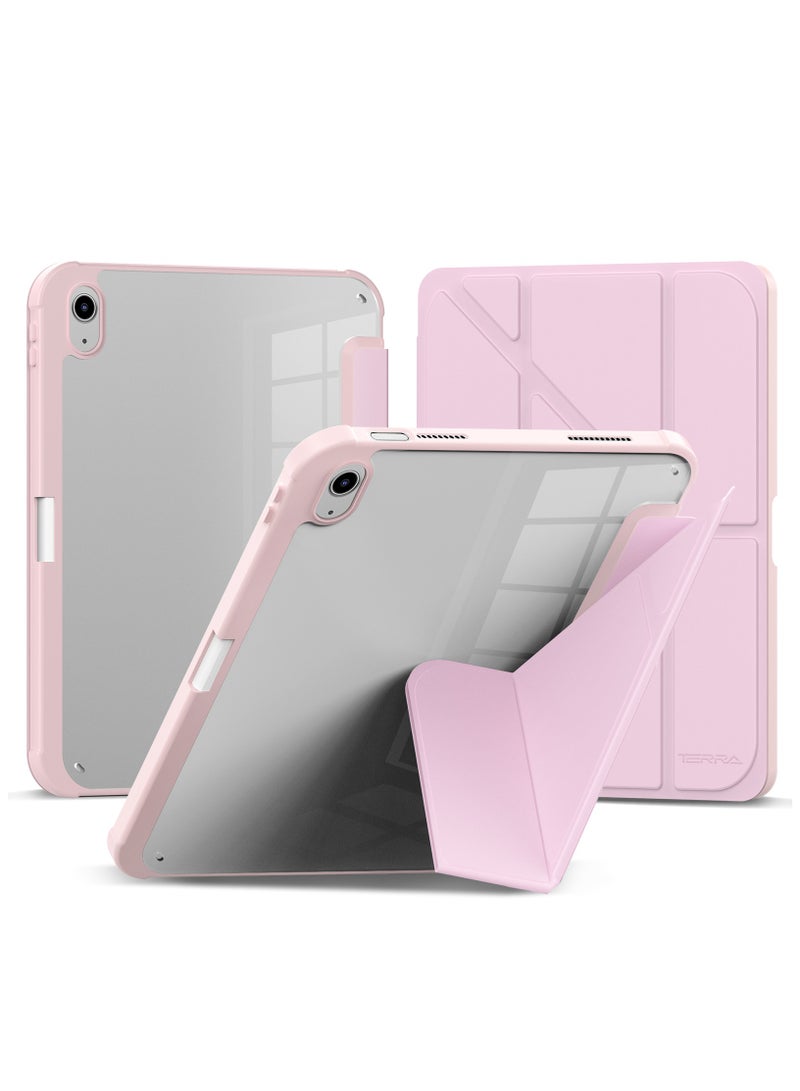 تيرا كفر ايباد تيرا 11 برو 2018/2020/2021/2022مع حامل قلم ذكي غطاء ذكي رفيع بمسند وردي/شفاف - Image 1