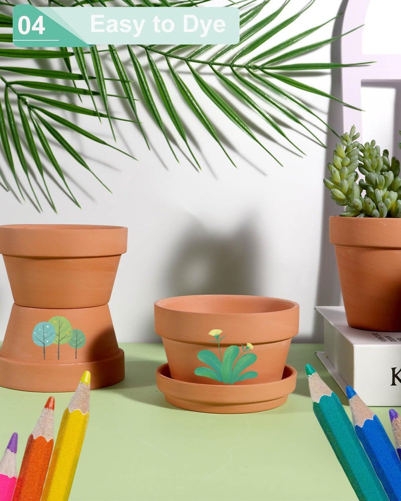 vensovo 3.7 Inch Terracotta Shallow Succulent Pots - 6 Pack Terra Cotta Clay Pot with Saucer, Cacuts Indoor and Outdoor Planters with Drainage Hole - Image 4