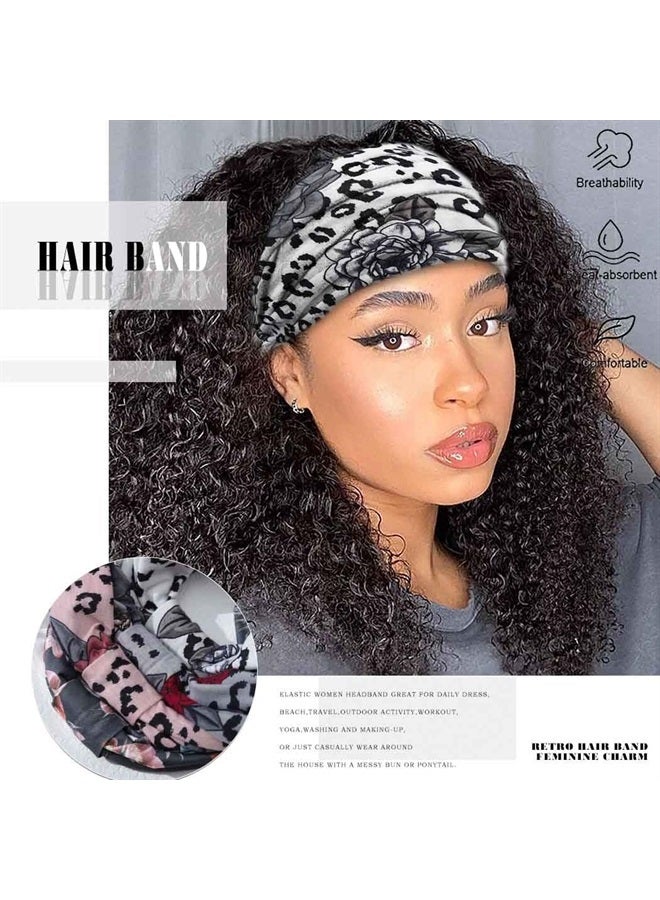 Boho Butterfly Headbands Stretch Knotted Hairbands Floral Printed Hair Bands Elastic Turban Head Wraps Wide Head Bands for Women and Girls Pack of 4 (Floral A)