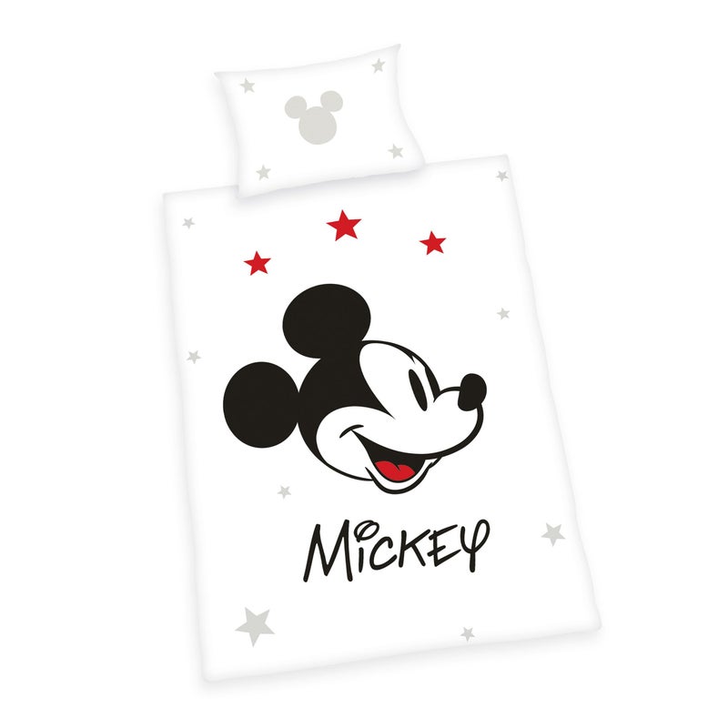 Herding Mickey Mouse Disney Bed Linen Pillowcase 40 x 60 cm with Reversible Motif Duvet Cover 100 x 135 cm with Zip 100 Cotton