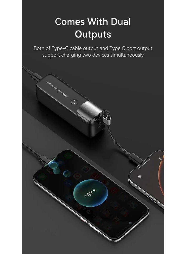 Maxco MP40 3-in-1 Fast Charging Power Bank, 30W High-Speed Portable Charger with Built-in Cables and Multiple Ports, Compact 10000mAh External Battery Pack for Smartphones, Tablets, and More - Image 4