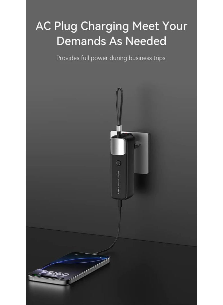 Maxco MP40 3-in-1 Fast Charging Power Bank, 30W High-Speed Portable Charger with Built-in Cables and Multiple Ports, Compact 10000mAh External Battery Pack for Smartphones, Tablets, and More - Image 5