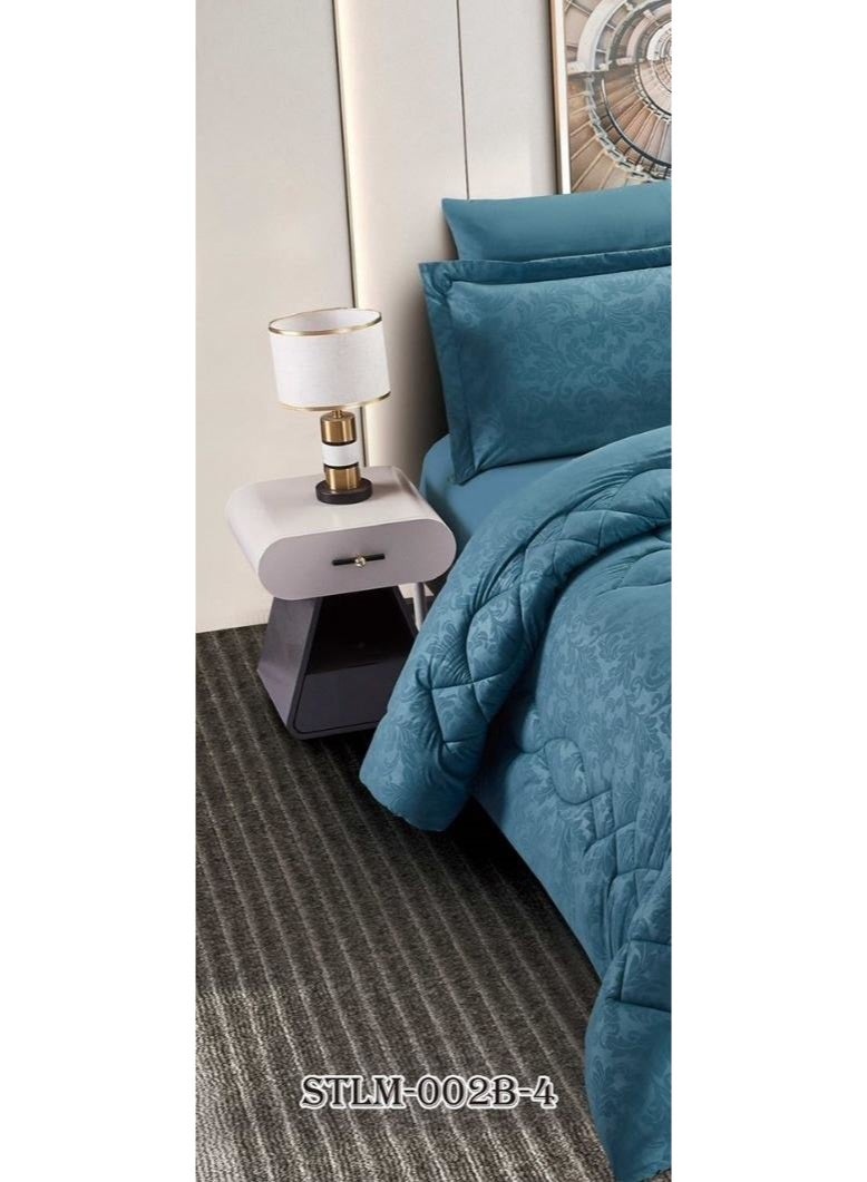 مون طقم لحاف مفرش سرير نفرين ملكي ومريح وناعم 8 قطع مزدوج منقوش مقاس اللحاف 250x230 سم - Image 2