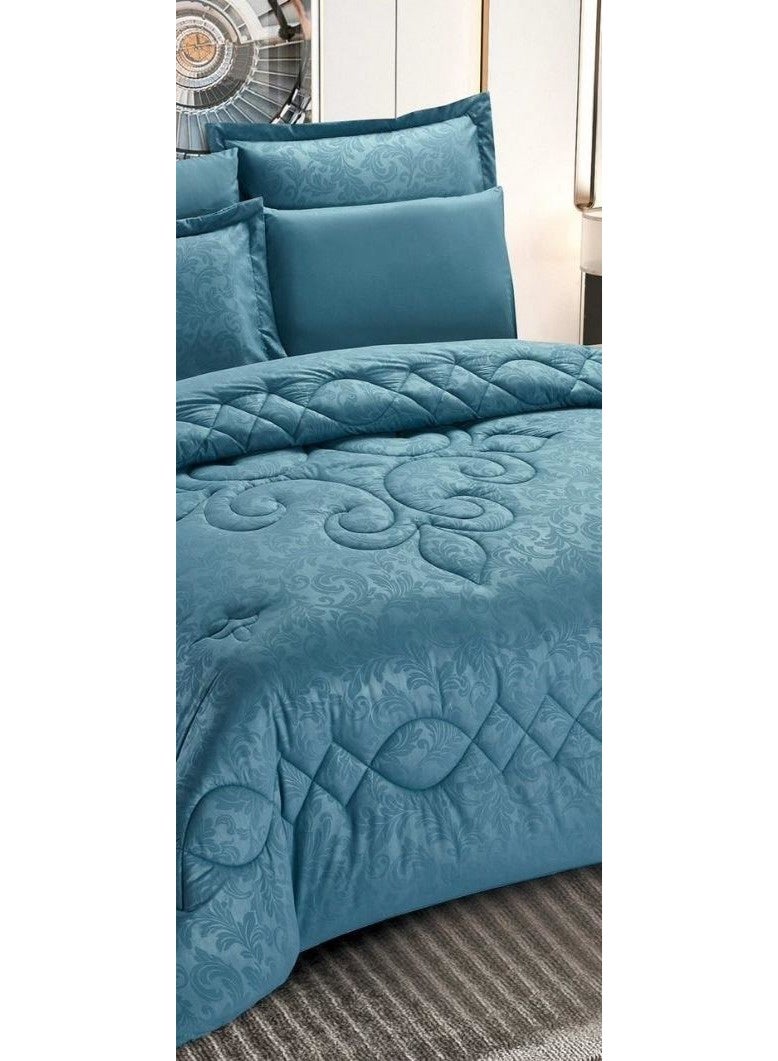 مون طقم لحاف مفرش سرير نفرين ملكي ومريح وناعم 8 قطع مزدوج منقوش مقاس اللحاف 250x230 سم - Image 3