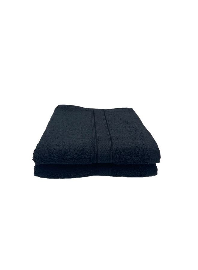 BYFT Daffodil (Black) Premium Hand Towel (40x60 Cm-Set of 2) 100% Cotton, Highly Absorbent and Quick dry, Hotel and Spa Quality Bath linen with Stripe Diamond Dobby-500 Gsm
