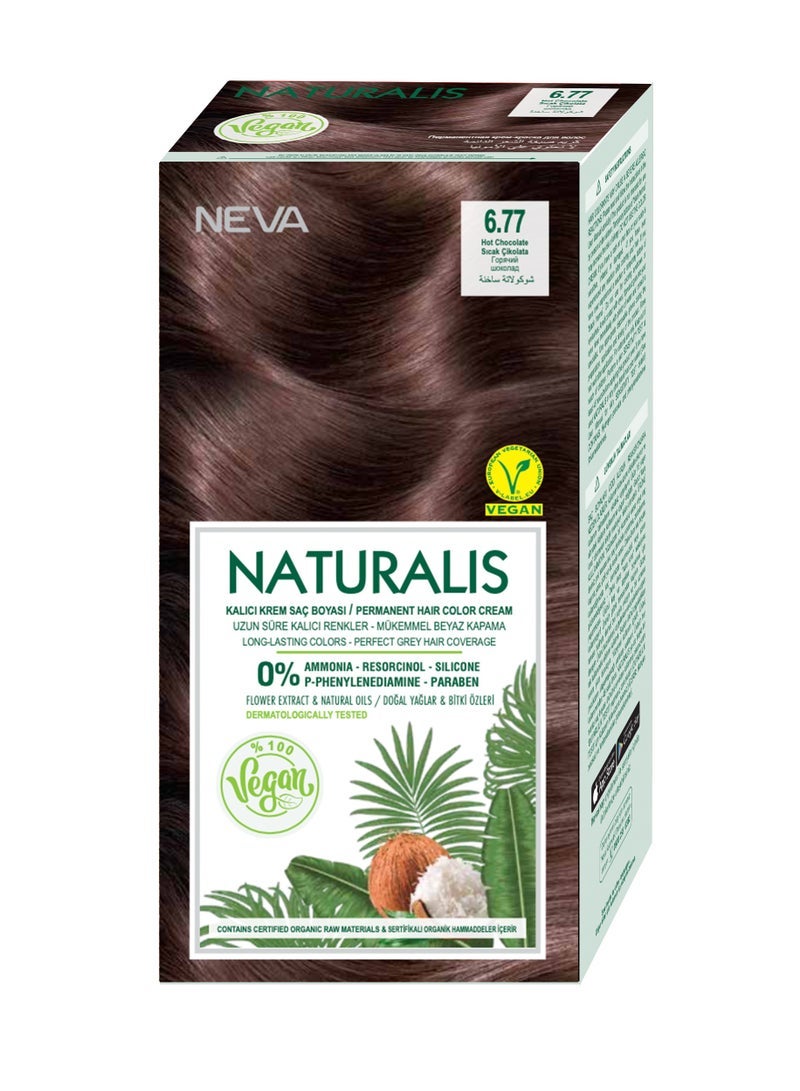 NEVA Naturalis Permanent Hair Color, Vegan,100% Gray Coverage, Organic, No Harmful Chemicals, Ammonia Free, Long-Lasting - HOT CHOCOLATE - 6.77 - Image 1