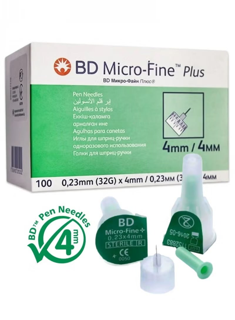 BD Micro-Fine إبر قلم Micro-Fine Plus الأصلية من Bd مم (32 جم) × 4 مم / 0.23 مم (32 جم) × 4 مم 100 - Image 4