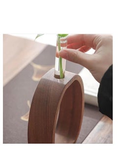 ARCOON ARCOON Walnut Wood Frame Glass Vase - Mini Hydroponic Planter for Desk, Ideal for Pothos and Small Plants Not Included (4.7''L*1.57''W*5.9''H)  - Image 5