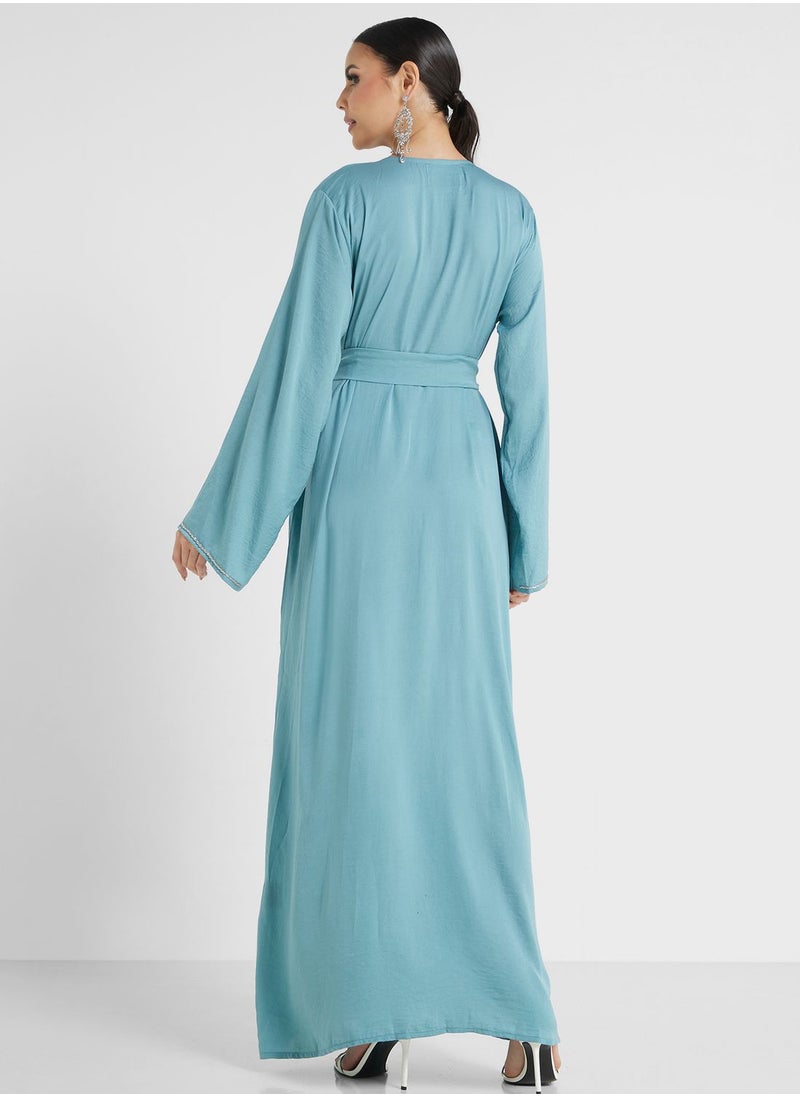 hayas closet - Embroidered Belted Jalabiya - Image 1