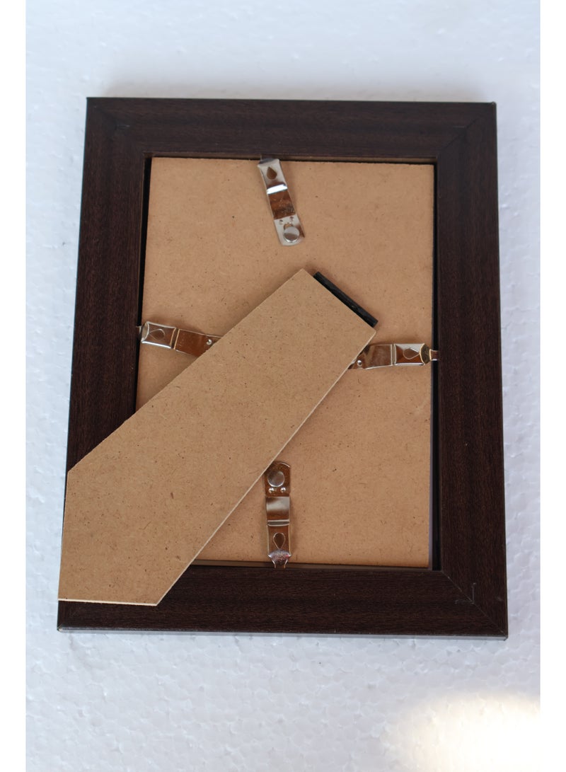 طقم من 2 إطار صور MDF مقاس 10×15 سم، لون بني داكن بتشطيب خشبي، إطار للعرض على الطاولة أو التعليق على الحائط للمنزل والمكتب - Image 2