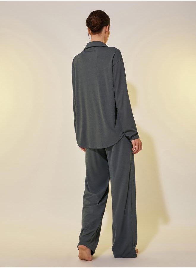 Take Two Solid Long Sleeve Shirt and Pants Co-Ords  - Image 5