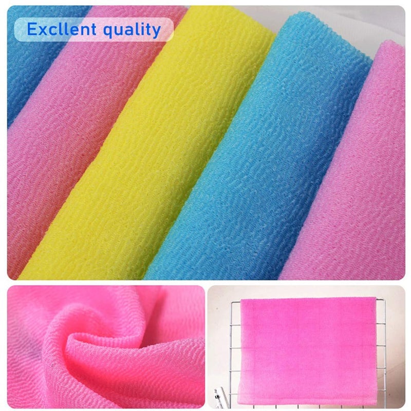 ARCH&M Exfoliating Washcloth Body Scrubber Back Scrubber for Shower Japanese Beauty Washcloth Bath Wash Cloth Korean Exfoliation Luffah Towel Net Sponge Loofah Body Scrub 3 Pack (Peach x 3) - Image 3