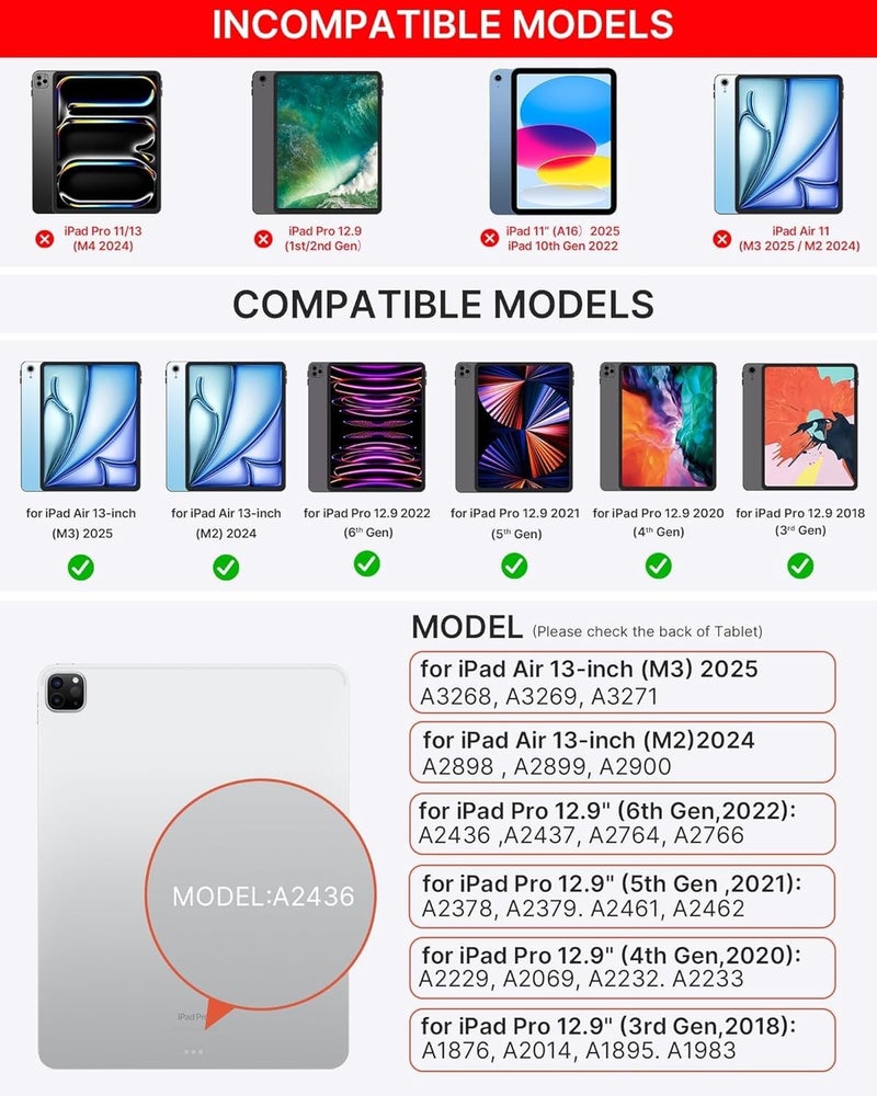 typecase غطاء لوحة مفاتيح Edge لجهاز iPad Air 13 بوصة (M3/M2، 2025/2024) و iPad Pro 12.9 بوصة (الجيل 3/4/5/6) لوحة مفاتيح سحرية، لوحة تتبع متعددة اللمس بدقة، تصميم عائم، إضاءة خلفية بـ 11 لون (أرجواني فاتح) - Image 2