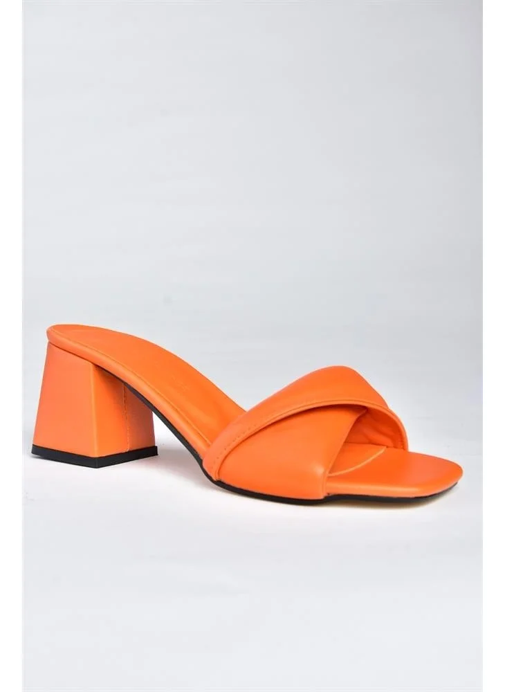 Fox Shoes P713014109 Orange Thick Heeled Women's Slippers