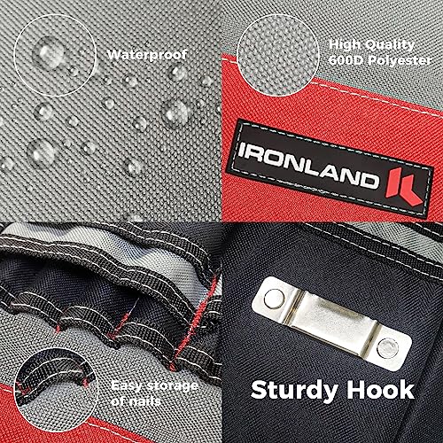 IRONLAND منظم أدوات دلو IRONLAND يناسب دلو سعة 3.5-5 جالون، 51 جيب، تنظيم أدوات دلو للحديقة، البناء، النجارة، الكهرباء، البناء باللون الأحمر والأسود - Image 5