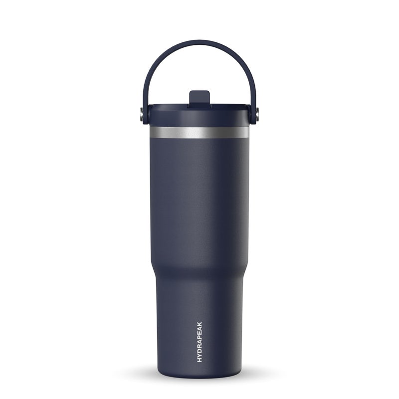 Hydrapeak Nomad 32 oz Tumbler with Handle and Straw Lid Leakproof Double Insulated 32oz Cup Stainless Steel  Navy