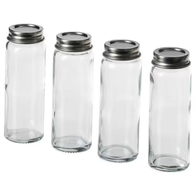 Digital Shoppy CITRONHAJ Spice jar, clear glass/stainless steel, 10 cl (3 oz) (4 pack)