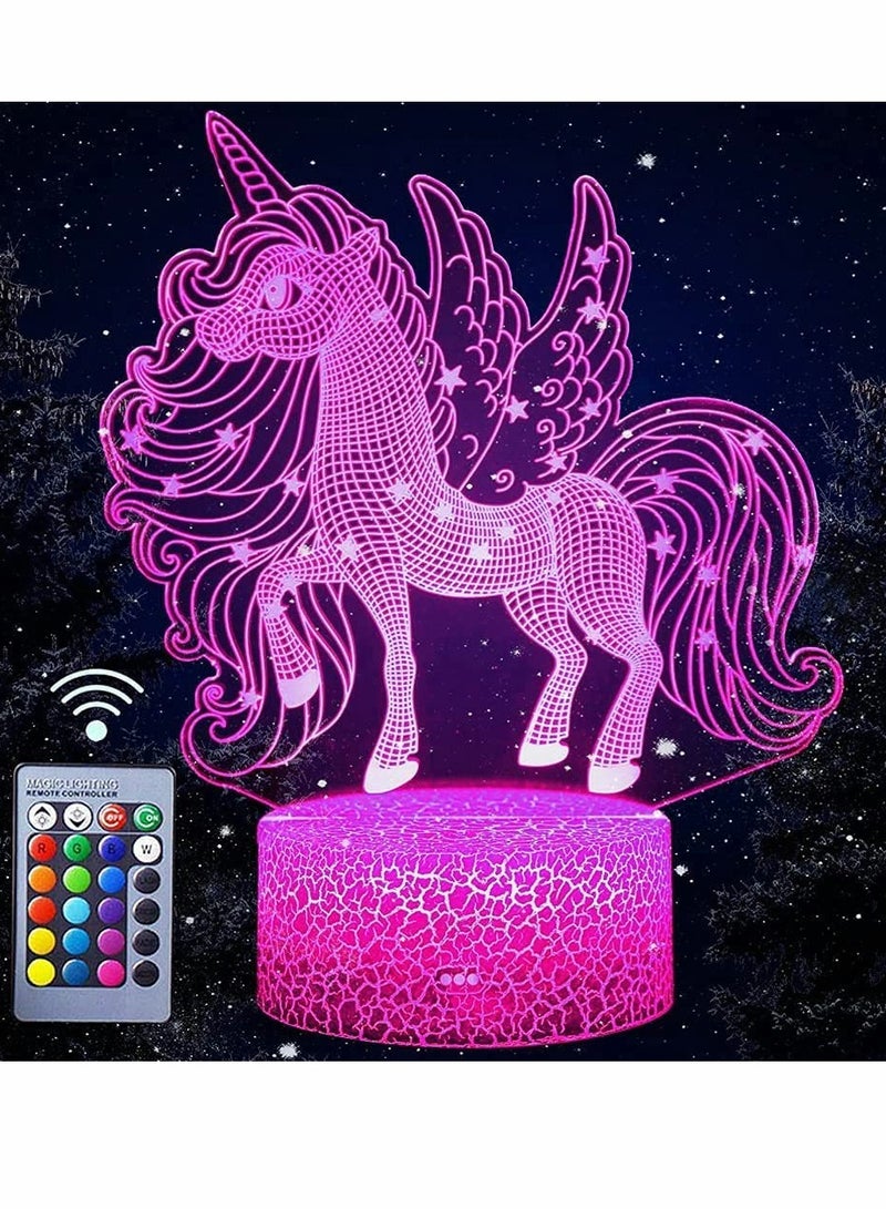 SOLARAE Unicorn Night Light for Kids, 3D LED Night Light 16 Colors with Remote Control, Unicorn Decorative Night Light for Bedroom Bedside, Kids Room, Desk Ornament, Gift for Girls - Image 1