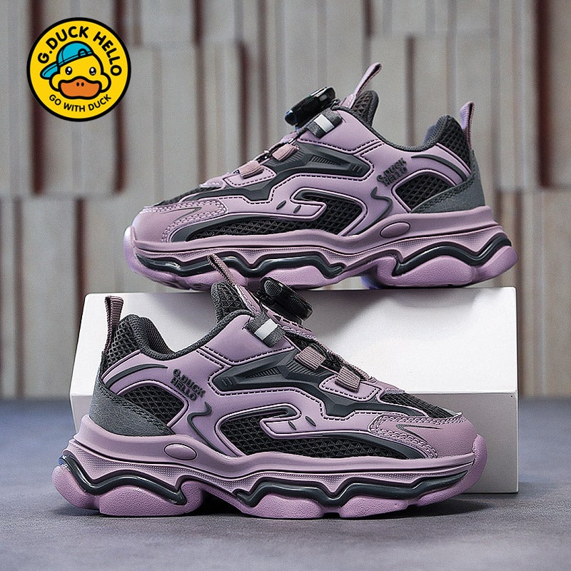 Little Yellow Duck Girls' Shoes 2025 New Mesh Breathable Buttons Casual Non-Slip Soft Bottom Children'S Sneaker - Image 3