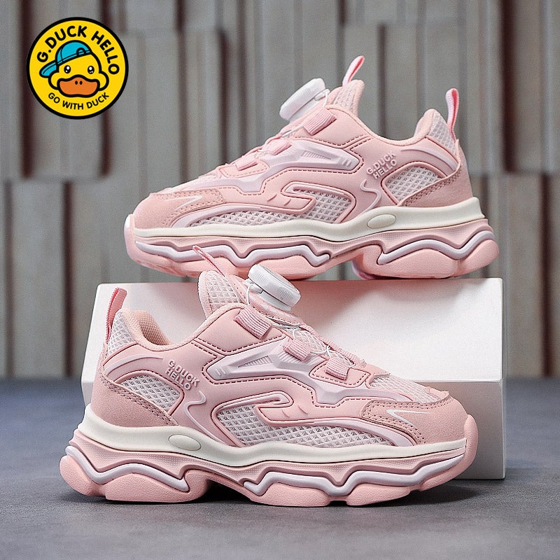 Little Yellow Duck Girls' Shoes 2025 New Mesh Breathable Buttons Casual Non-Slip Soft Bottom Children'S Sneaker - Image 4