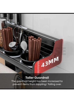 AIWANTO Hanging Spice Rack Wall Mount Space-Saving Kitchen Utensil with Hooks Storage Shelf for Utensils Spatula Spoon Seasoning Jar Organizer Multifunctional Mounted No Drilling Racks Pot Lid Cooking Holder Caddy Bottle Organization 60*12.5*10cm  - Image 5