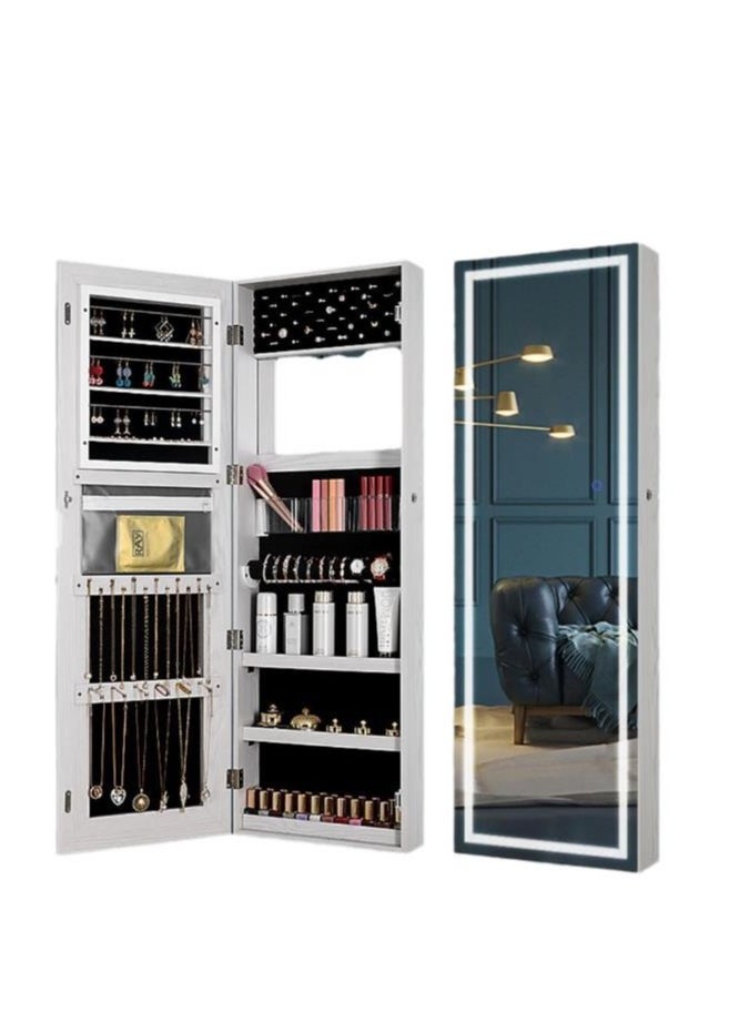 LED Mirror Jewelry Cabinet Armoire, Wall or Door Mounted Jewelry Storage Organizer, Hanging Lockable Frameless Mirror Cabinet with 2 Plastic Cosmetic Organizers, Gift Idea, White - pzsku/Z9C2642B586B15B73AAF1Z/45/_/1728530868/8f87d039-8bd6-4d16-b6dd-d826fe7b1d59