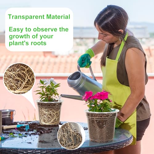 JNYONG 60 Pack 3.5/4/5/6/7 Inch Clear Nursery Pots with Drainage Hole,Variety Sizes Seed Starting Pots Transparent Plastic Plant Pots for Plants Transparency with 50 Plant Labels - Image 4