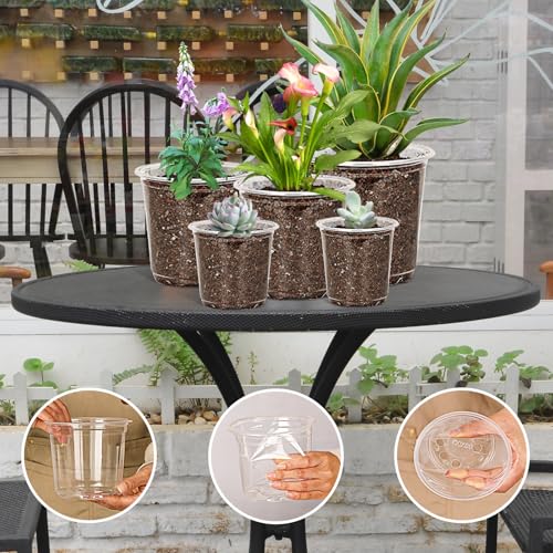 JNYONG 60 Pack 3.5/4/5/6/7 Inch Clear Nursery Pots with Drainage Hole,Variety Sizes Seed Starting Pots Transparent Plastic Plant Pots for Plants Transparency with 50 Plant Labels - Image 5