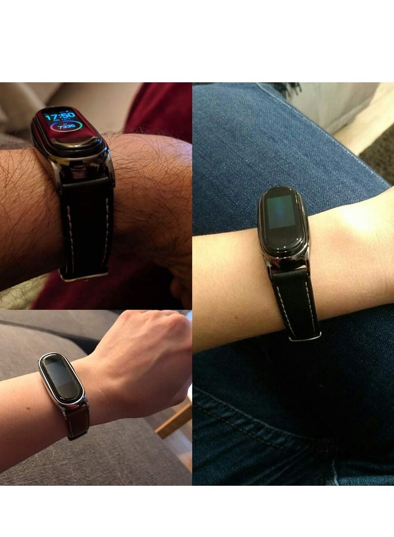 Strap for Xiaomi Mi Band 6 / 5 4 3, Leather Replacement Watch Wrist Smart Bracelet Accessories Women Men - Image 3