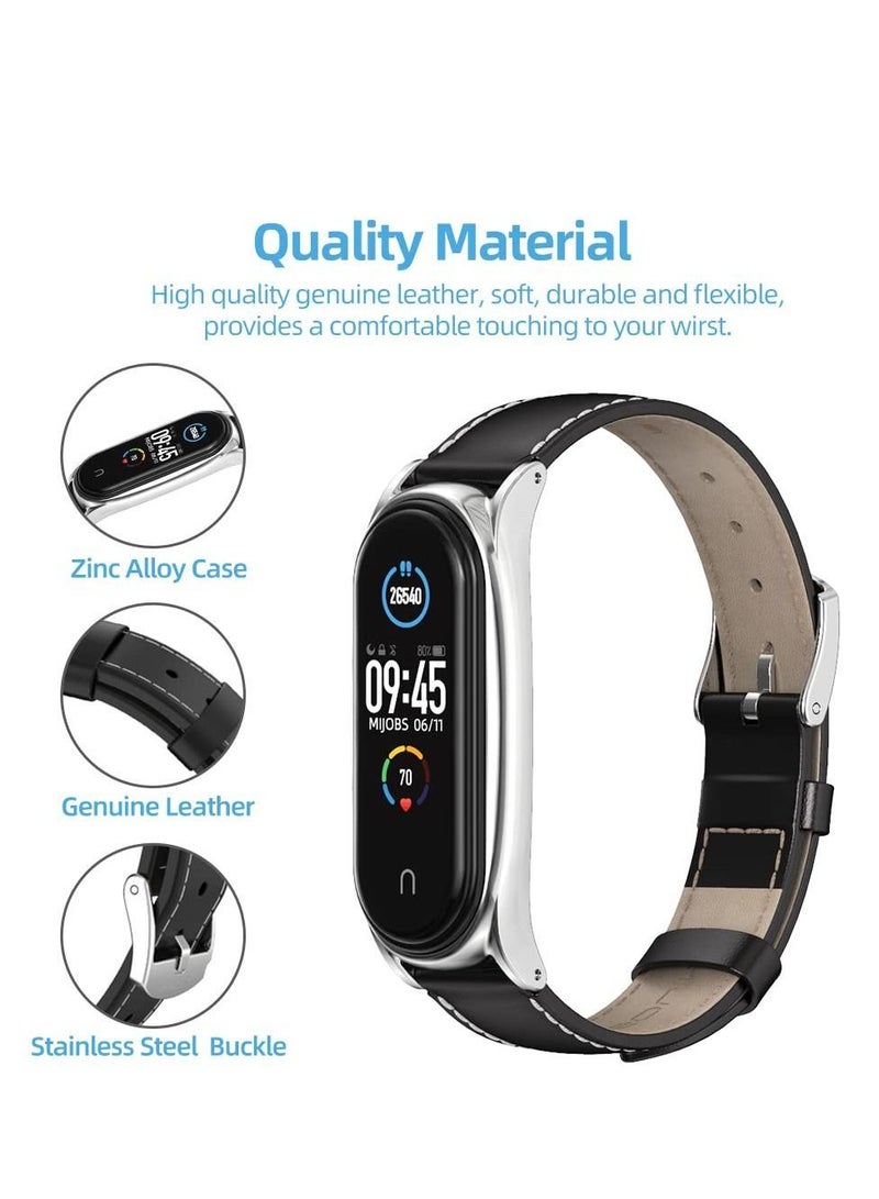 Strap for Xiaomi Mi Band 6 / 5 4 3, Leather Replacement Watch Wrist Smart Bracelet Accessories Women Men - Image 4
