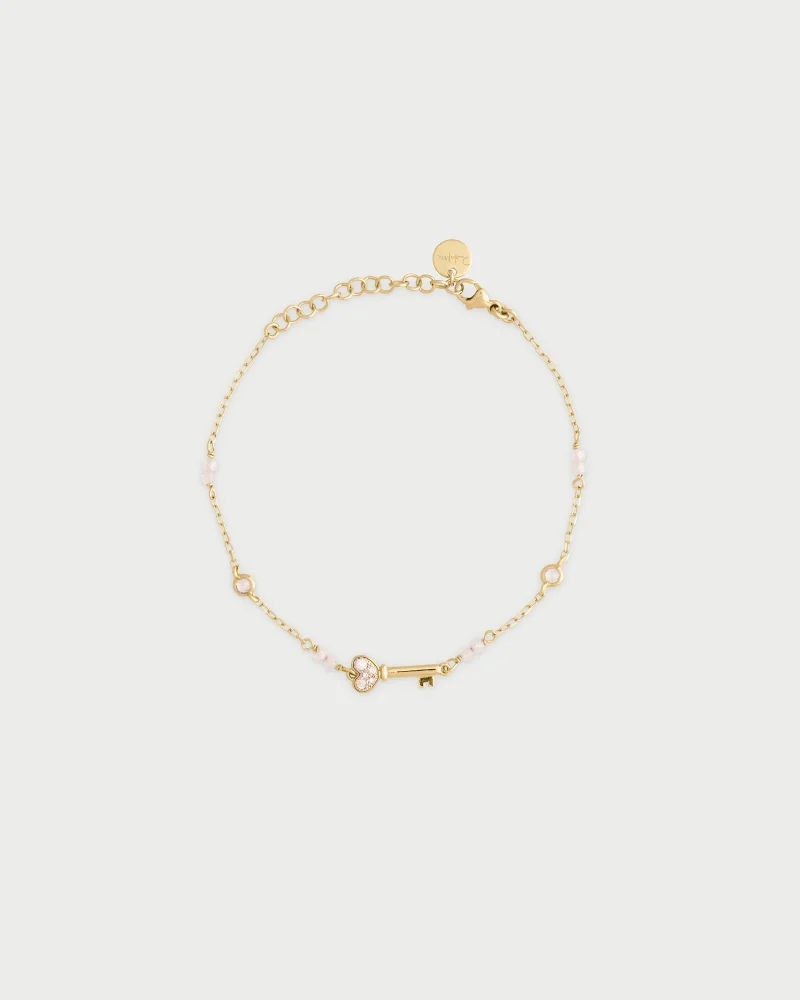 Rue Des Mill Bracelet with bezels and small pav√© Key subject - STRADUST TEN - Yellow Gold
