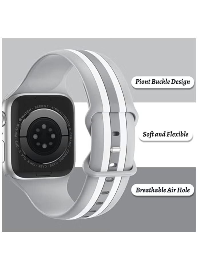 Zaboon Sport Silicone Watch Band Strap for Apple Watch Ultra 41mm/40mm/38mm Triple Colours Compatible with iWatch Series 8/7/SE/6/5/4/3/2/1 - Image 1