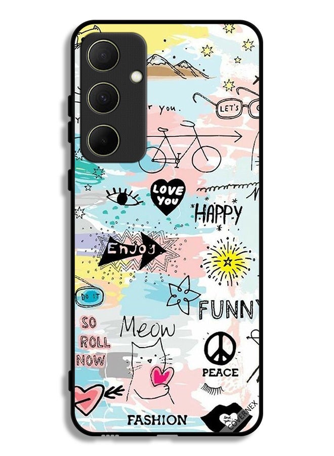 Covernex Samsung Galaxy A35 5G Protective Case Cover Doodle Meow Enjoy - Image 1