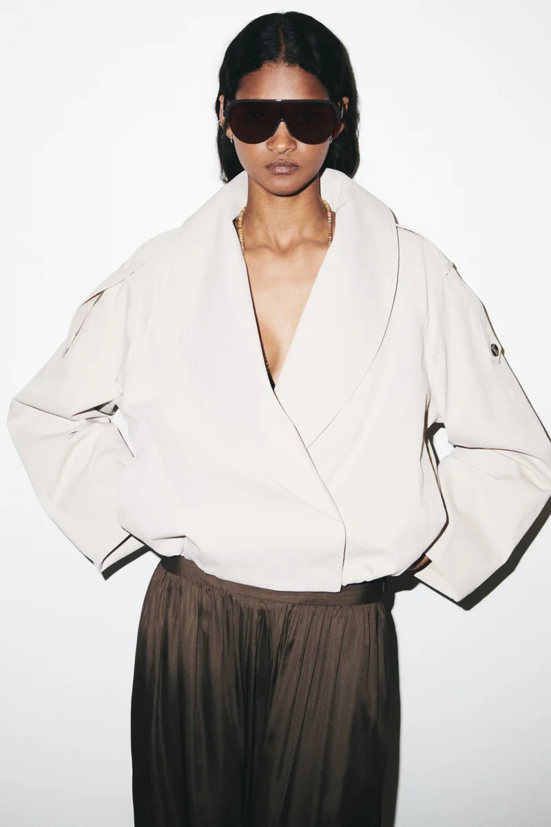 Shawl-collared twill jacket