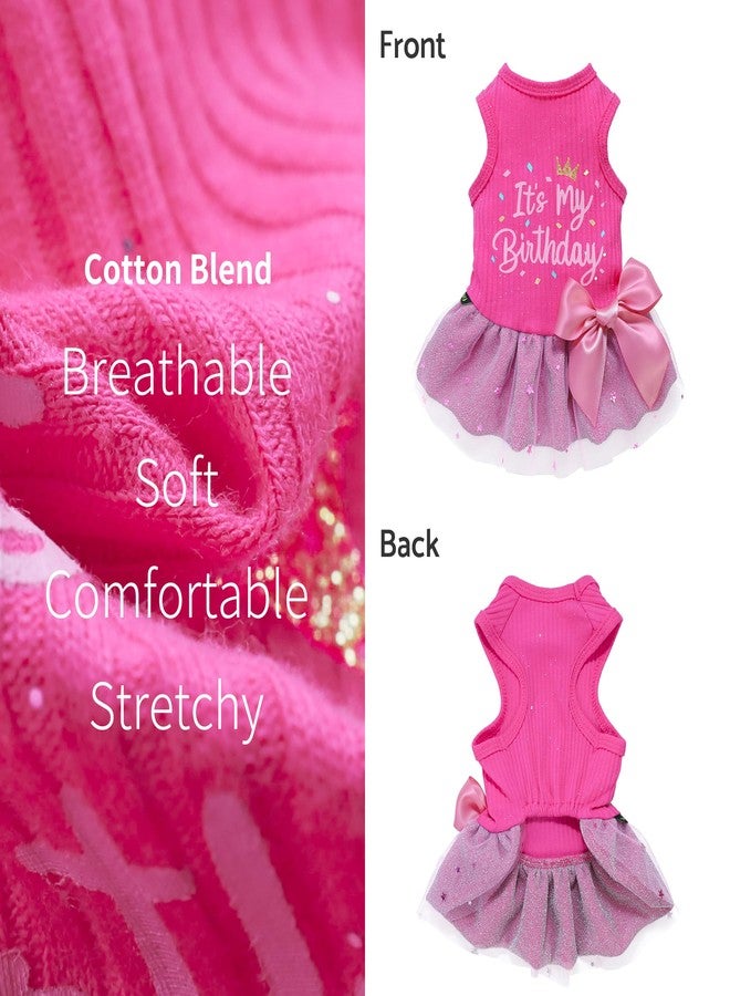 فيت وورم فستان عيد ميلاد الكلبة من فيت وورم، فستان عيد ميلاد للكلاب مزين بفيونكة، ملابس للكلاب الصغيرة الإناث، ملابس مرحة للكلاب، طقم ملابس للحيوانات الأليفة الإناث، وردي، متوسط - Image 5