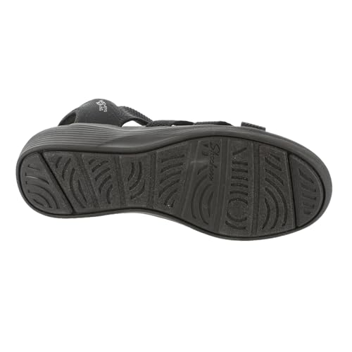 SKECHERS أحذية سكيشرز للنساء ARYA - تبريد بدون استخدام اليدين، حذاء سهل الارتداء، حزام متعدد منسوج، أسود/أسود، 10M - Image 3
