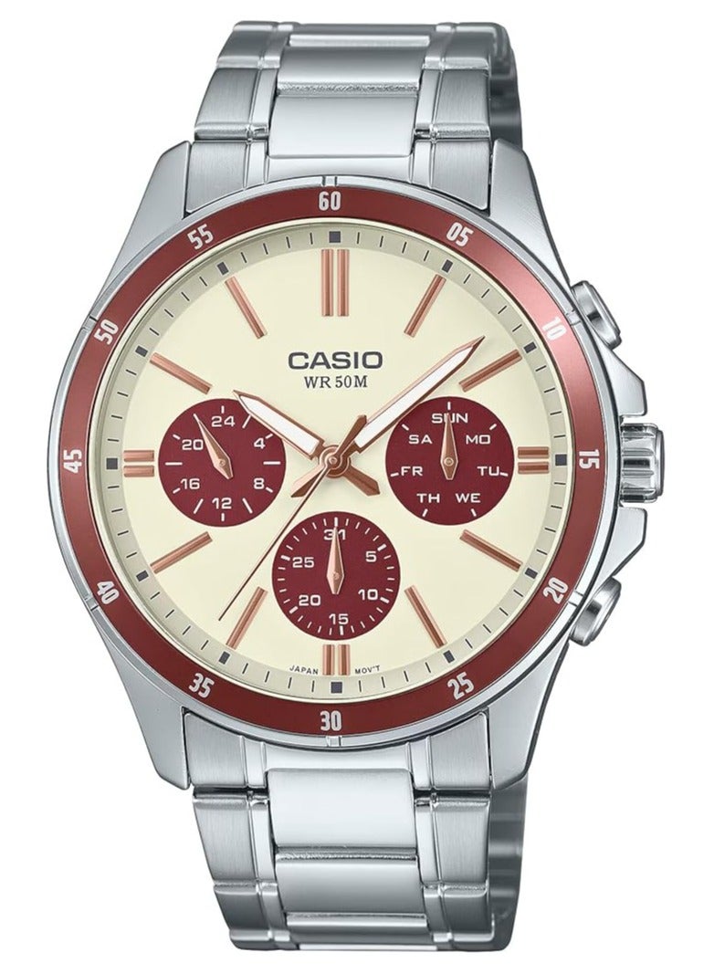 كاسيو - ساعة - MTP-1374D-5A2VDF، فضي، مقاس واحد، سوار - Image 1