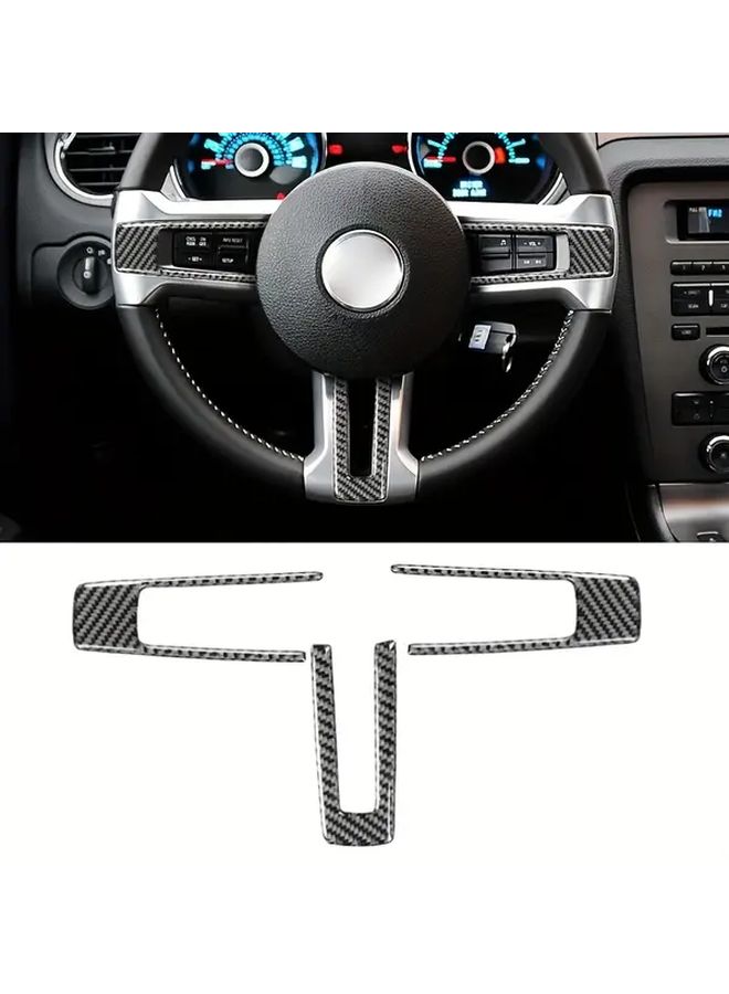 Ford 2009 2013 Mustang Carbon Fiber Steering Wheel Button Frame Decal Trim - Image 1