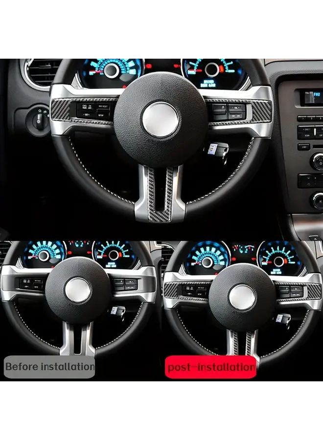 Ford 2009 2013 Mustang Carbon Fiber Steering Wheel Button Frame Decal Trim - Image 2