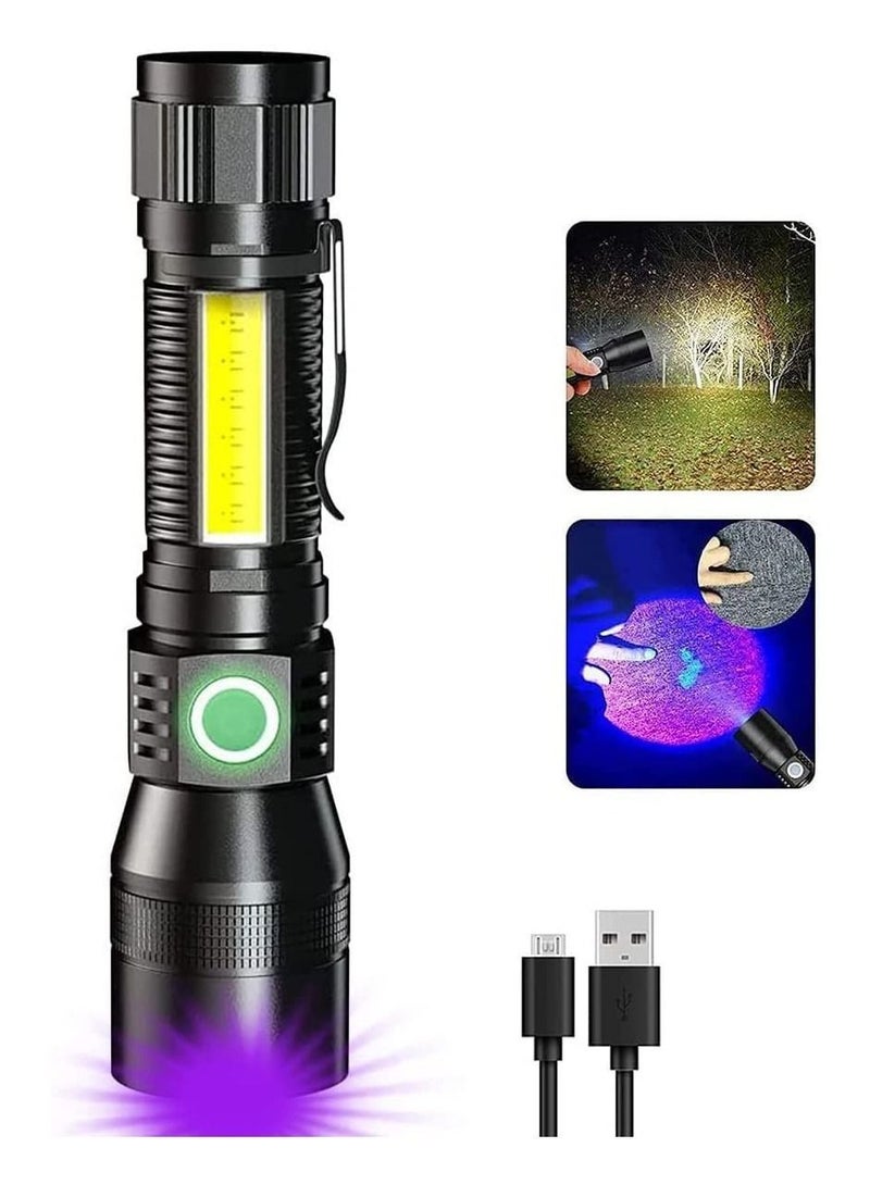 Black Light Flashlight Rechargeable, 3-in-1 UV Flashlights, 1800 Lumen LED Tactical Flashlight, High Powered 7 Modes Waterproof Blacklight Flashlights for Stains Detection Camping Emergency - Image 4