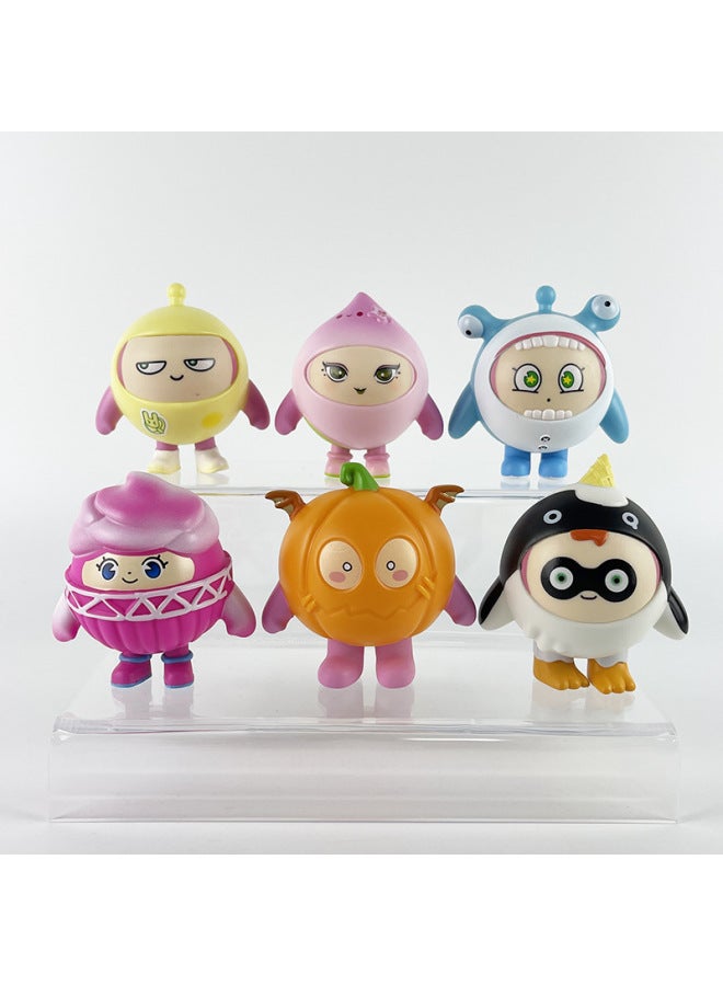 6 Egg Guy Party Decoration Keychain Pendant Cute Doll Cartoon Model Wholesale-Color:Colorful Small Size Egg (bag)