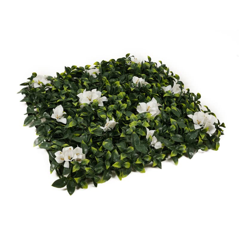 StylishWalls Artificial Grass for Wall Decoration (12 Pcs); Plastic Grass Mat; Vertical Garden Artificial Wall Plants; Grass Tiles (Green with Large White Flowers; 50cm X 50cm X 5cm; Pack of 12) - Image 3