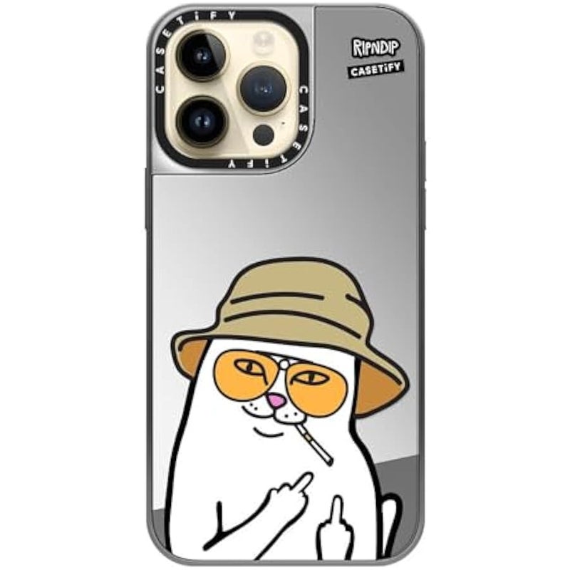 Casetify Mirror Case for iPhone 14 Pro Max 【RipNDip Colab/Reflective / 4.9ft Drop Protection/Compatible with Magsafe】 - Nermal S Thompson - Silver on Silver - Image 4